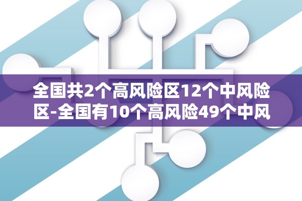 全国共2个高风险区12个中风险区-全国有10个高风险49个中风险地区